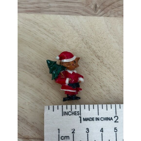 Vintage Santa Cat Pin Brooch Plastic Christmas Accessory Made In Taiwan - Picture 3 of 4
